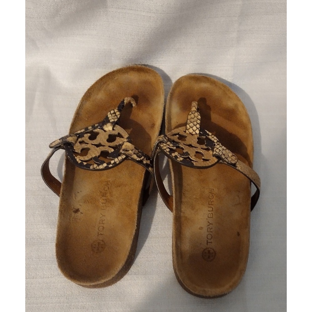 TORY BURCH Designer MILLER CLOUD Animal Snake Print SANDAL SIZE 8